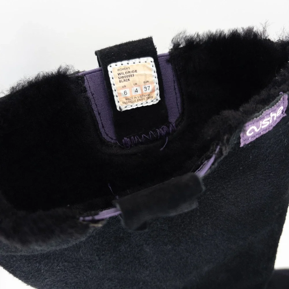 Cushe Wildride UW00553 Black Suede Tall Winter Boots Vibram Sole Women's 6